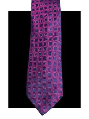 Charles Tyrwhitt Magenta and Navy Geometric Silk Tie